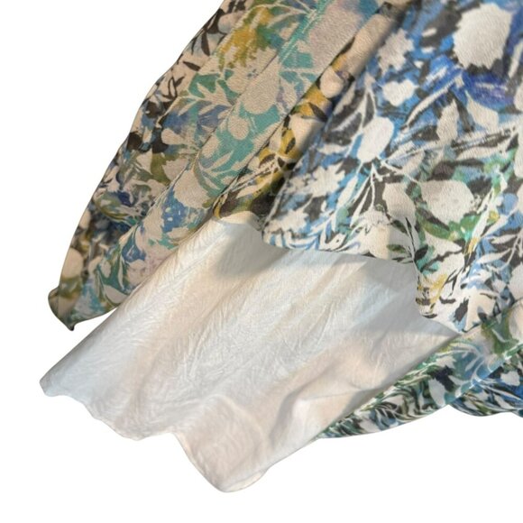 Free People Floral Print Mini Dress Boho Cape Overlay Size S - Picture 5 of 11